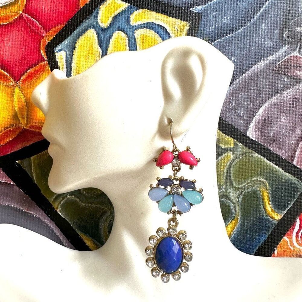 Colorful drop statement earrings - Picture 2 of 8